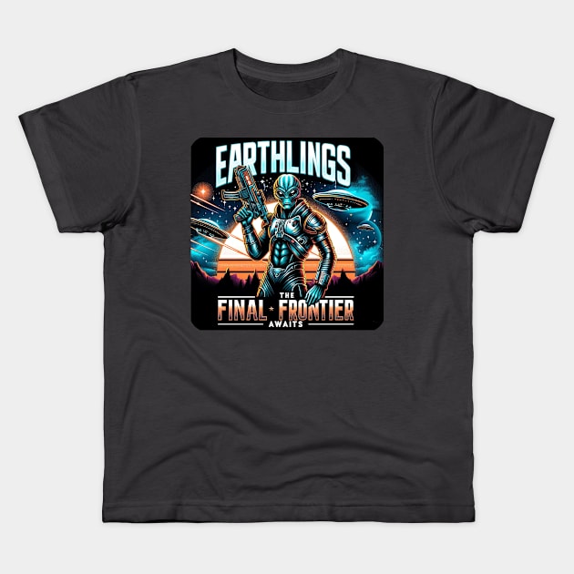 Earthlings Collection: The Final Frontier Awaits Kids T-Shirt by Doming_Designs